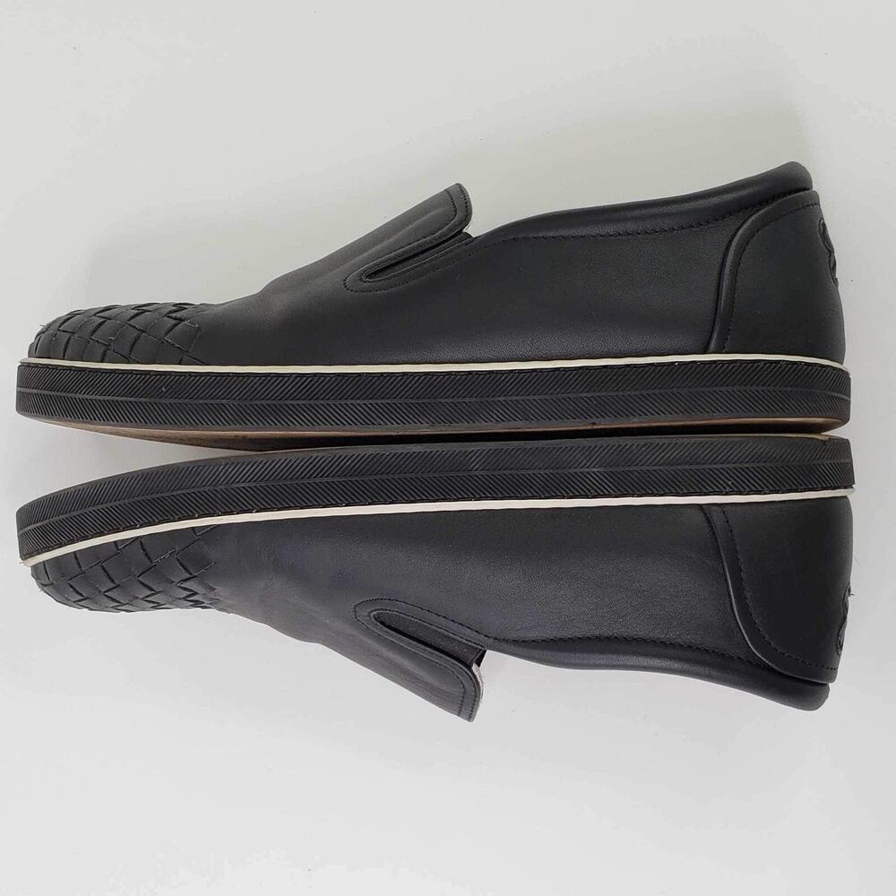 Bottega Veneta Slip On Shoes Black Leather Braided Low Top Men’s 39 US 9 - Picture 2 of 9